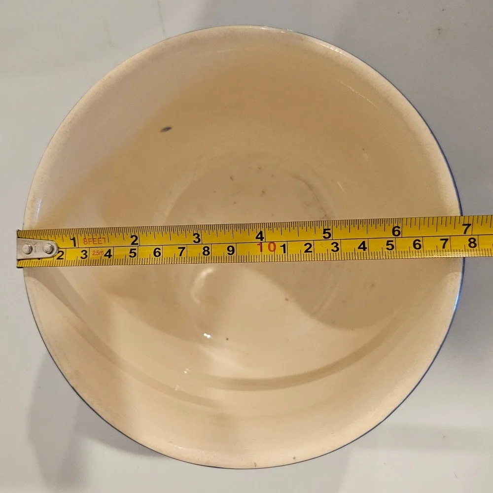 Vintage Oxford Stoneware Cobalt Blue Mixing Bowl 7 Inch Ribbed Farmhouse